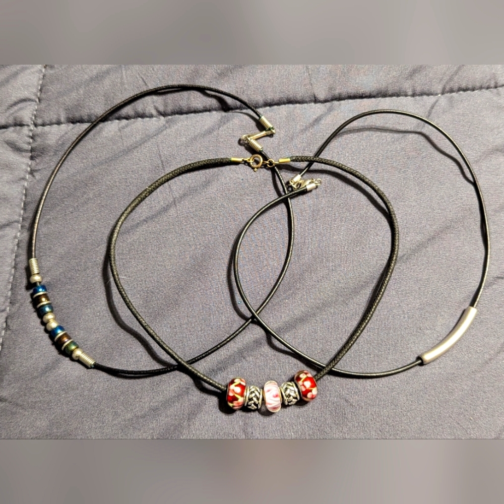 🔥🔥Bundle Alert 3 necklaces with interchangeable "Pandora style" glass beads